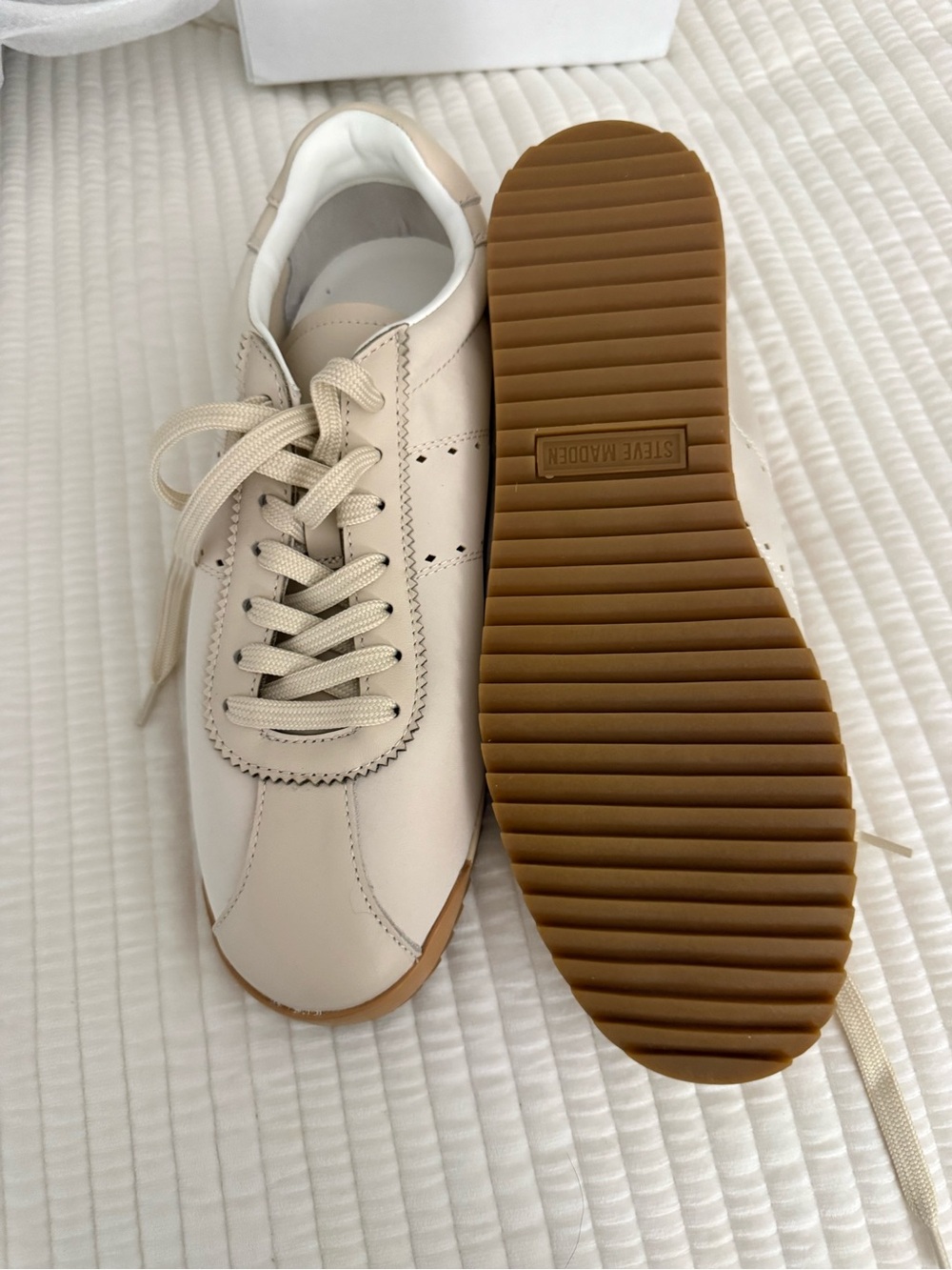 Steve Madden Cream and Gum-sole Women's Lace-Up Sneaker